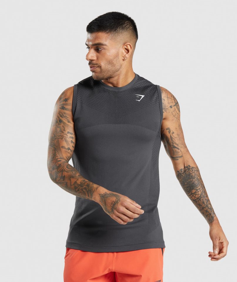 Men\'s Gymshark Apex Seamless Tanks Black | NZ 8CHSRF